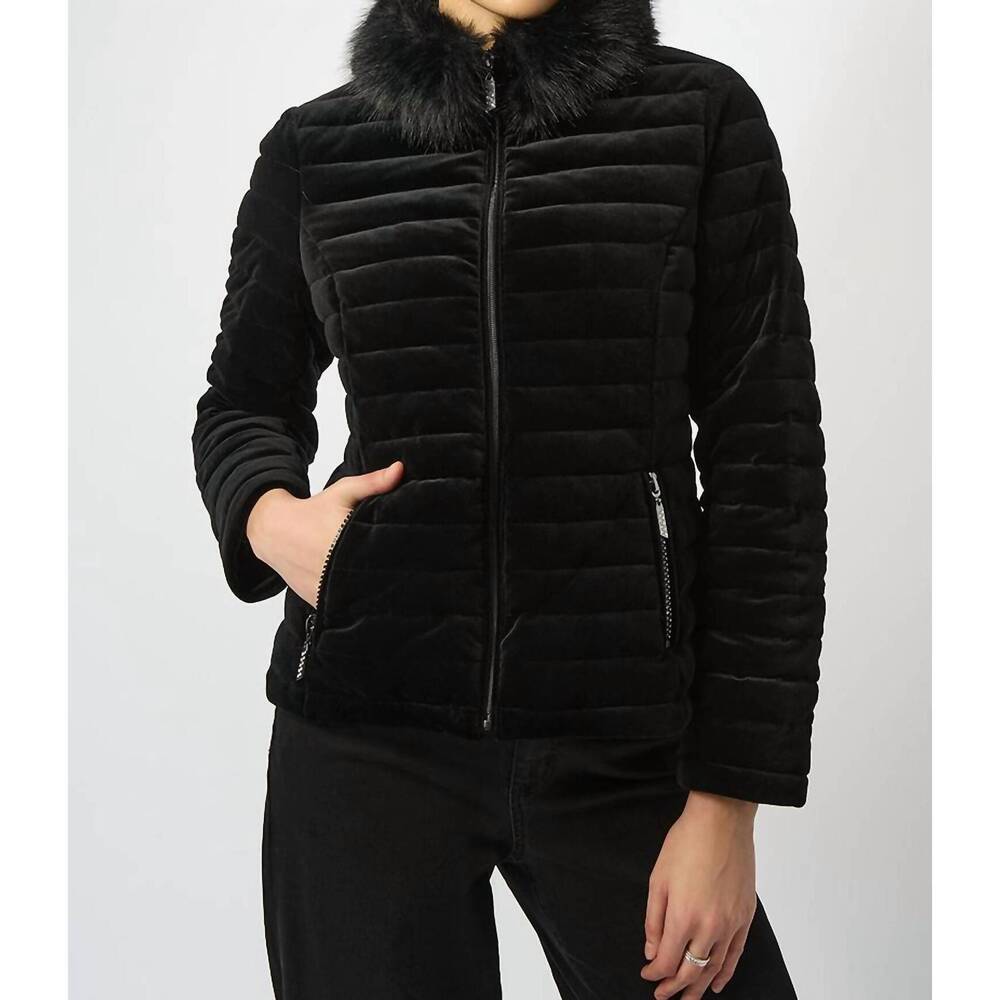 NEW JOSEPH RIBKOFF velvet puffer coat in black